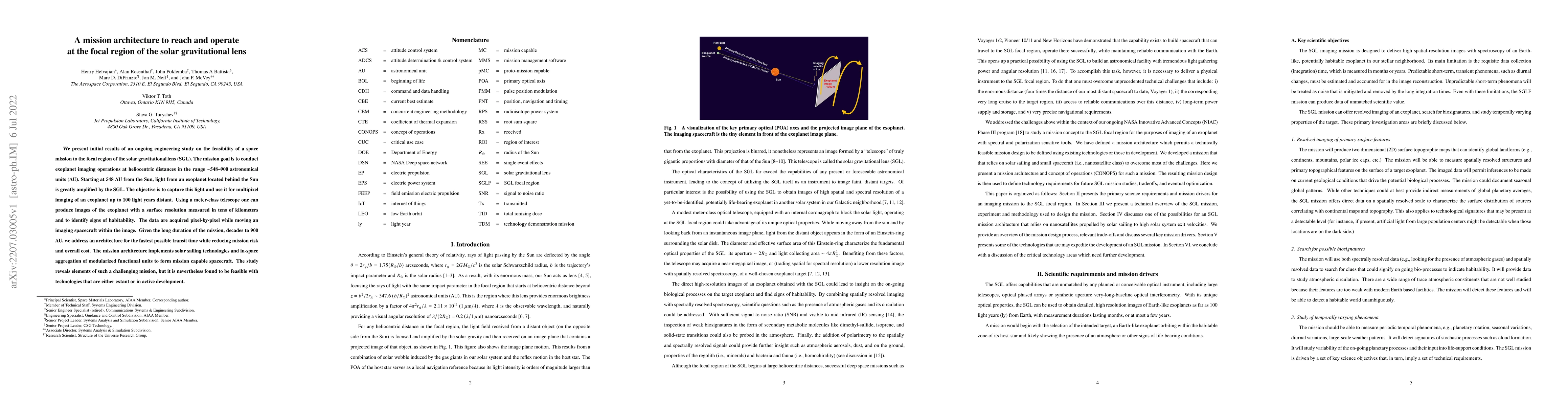 Thumbnail for A mission architecture to reach and operate at the focal region of the
  solar gravitational lens