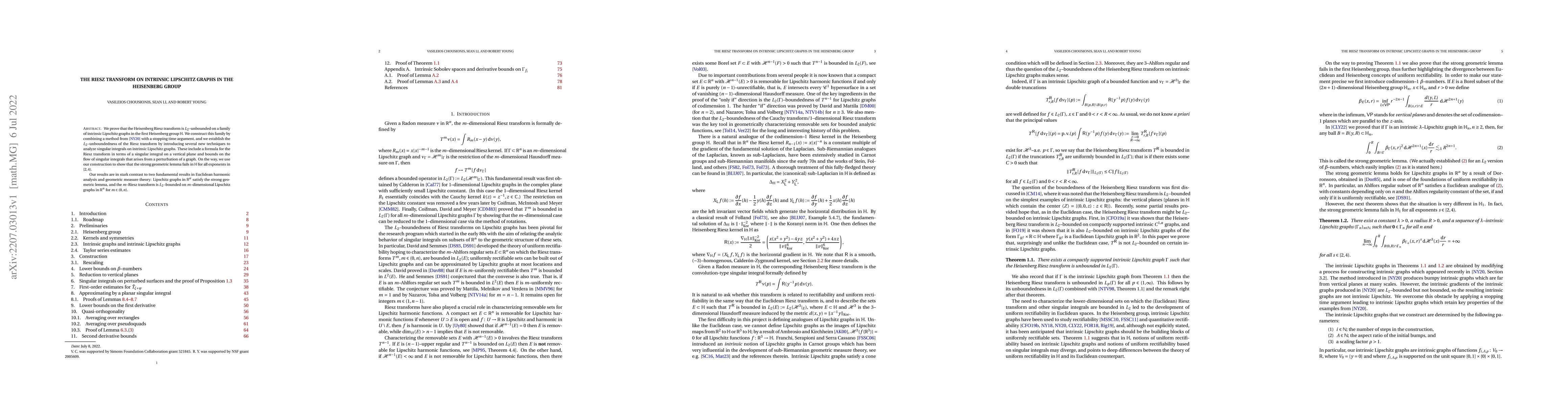 Thumbnail for The Riesz tranform on intrinsic Lipschitz graphs in the Heisenberg group