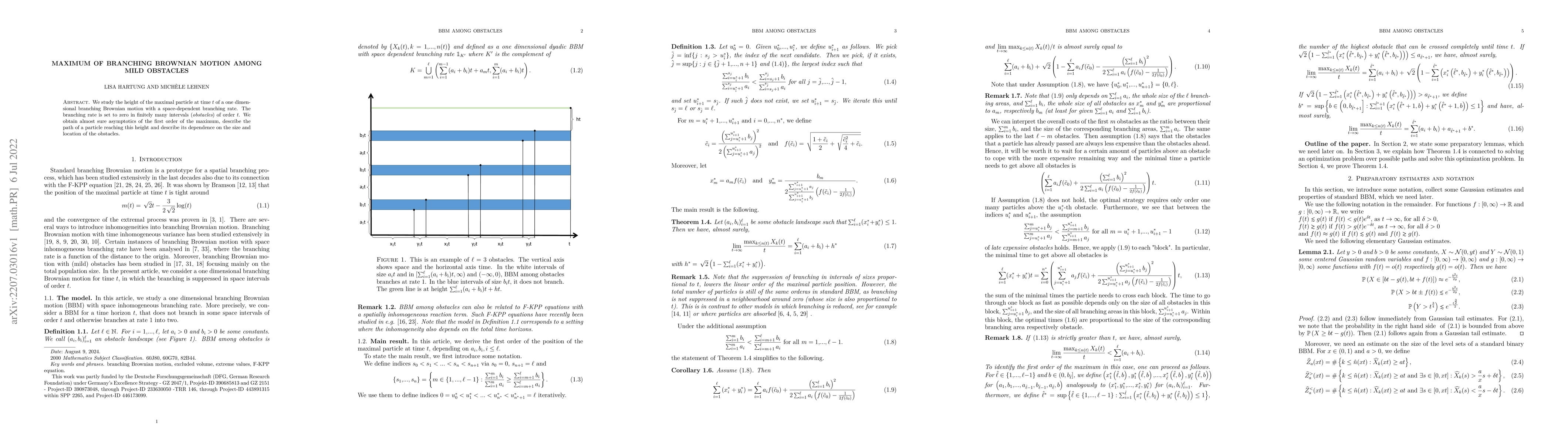 Thumbnail for Maximum of Branching Brownian Motion among mild obstacles