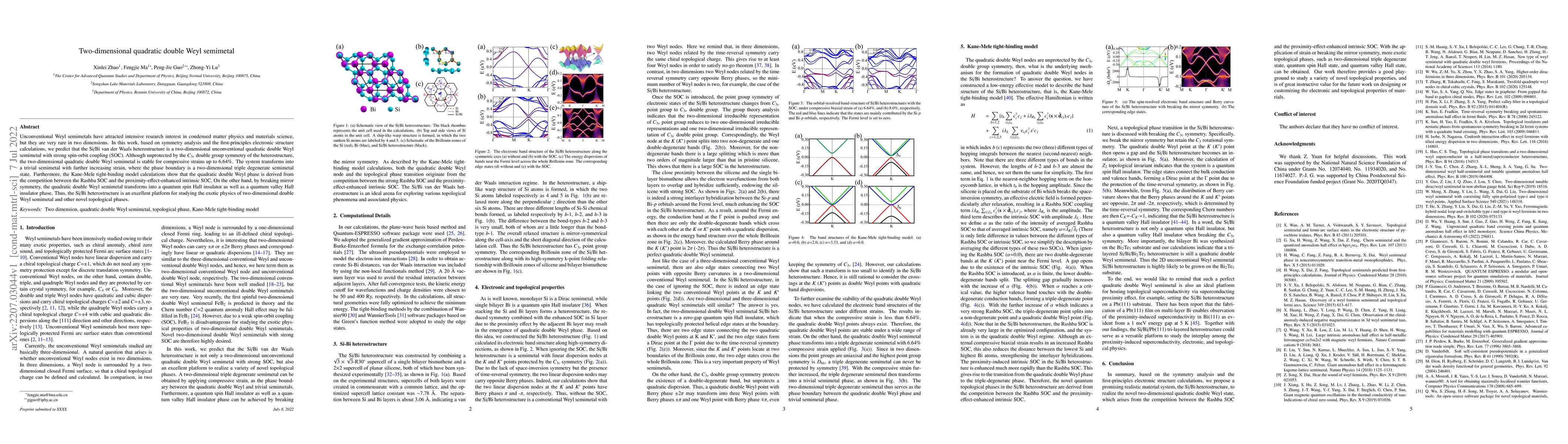 Thumbnail for Two-dimensional quadratic double Weyl semimetal