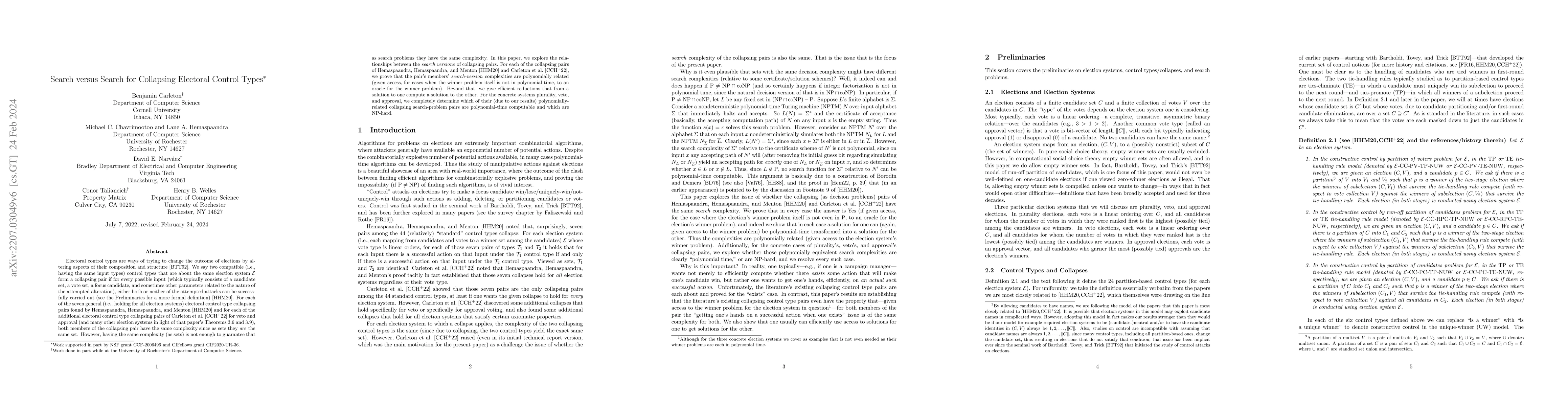 Thumbnail for Search versus Search for Collapsing Electoral Control Types