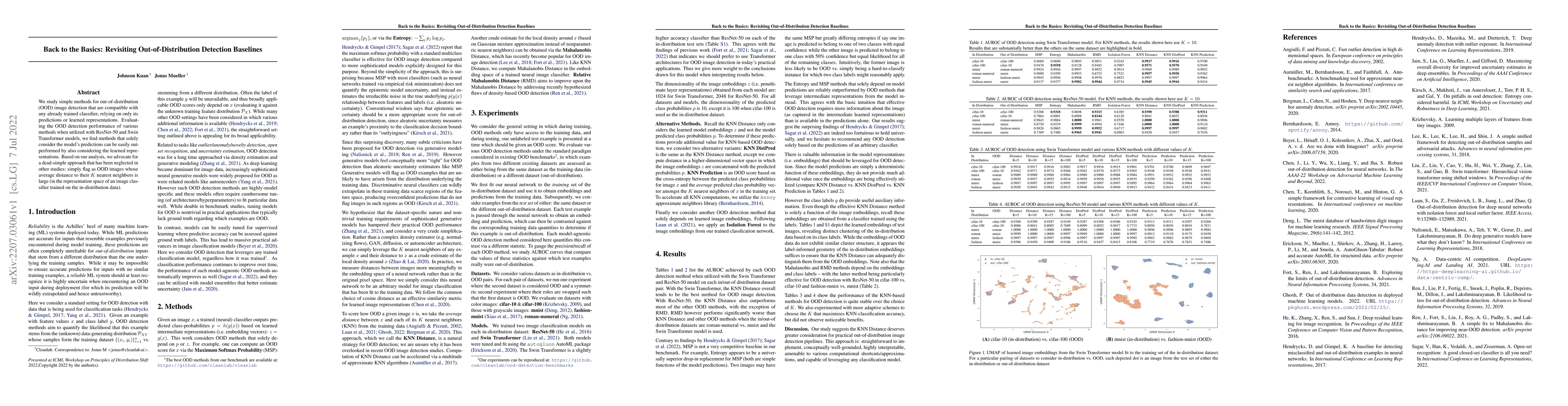 Thumbnail for Back to the Basics: Revisiting Out-of-Distribution Detection Baselines