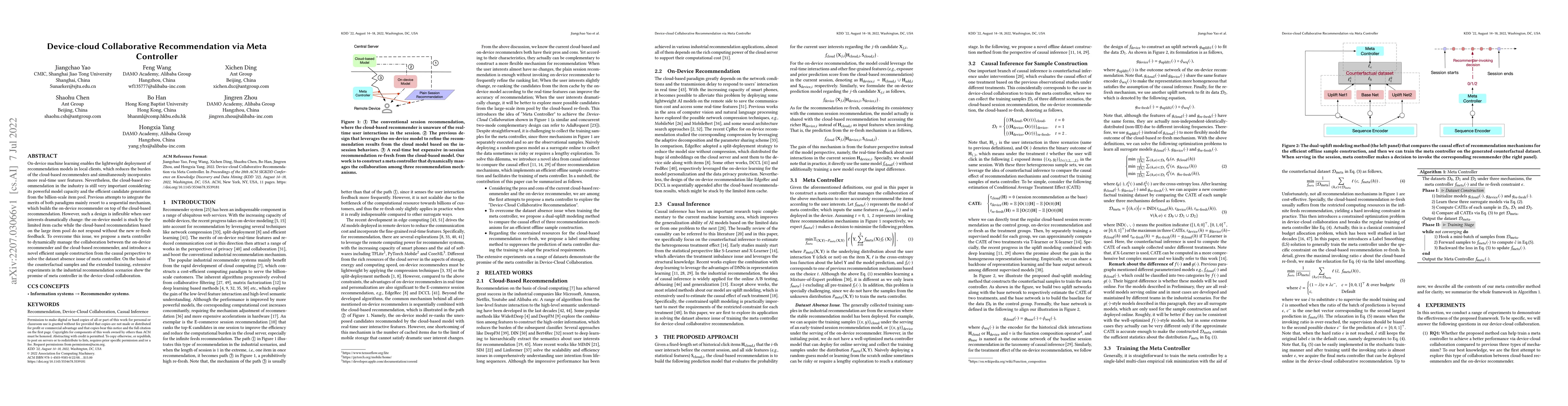 Thumbnail for Device-Cloud Collaborative Recommendation via Meta Controller
