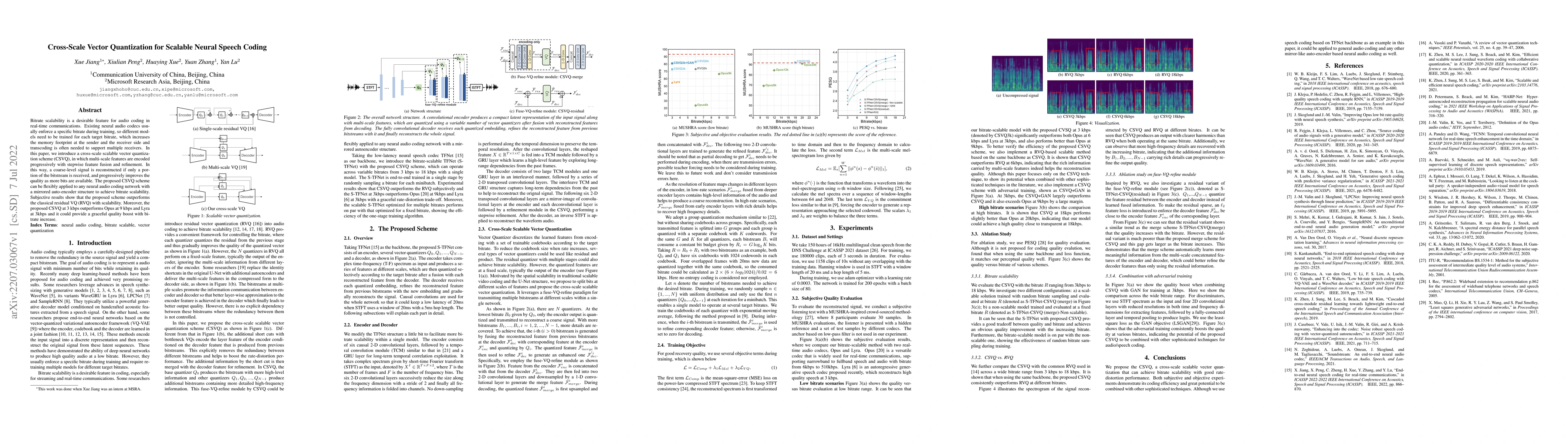Thumbnail for Cross-Scale Vector Quantization for Scalable Neural Speech Coding