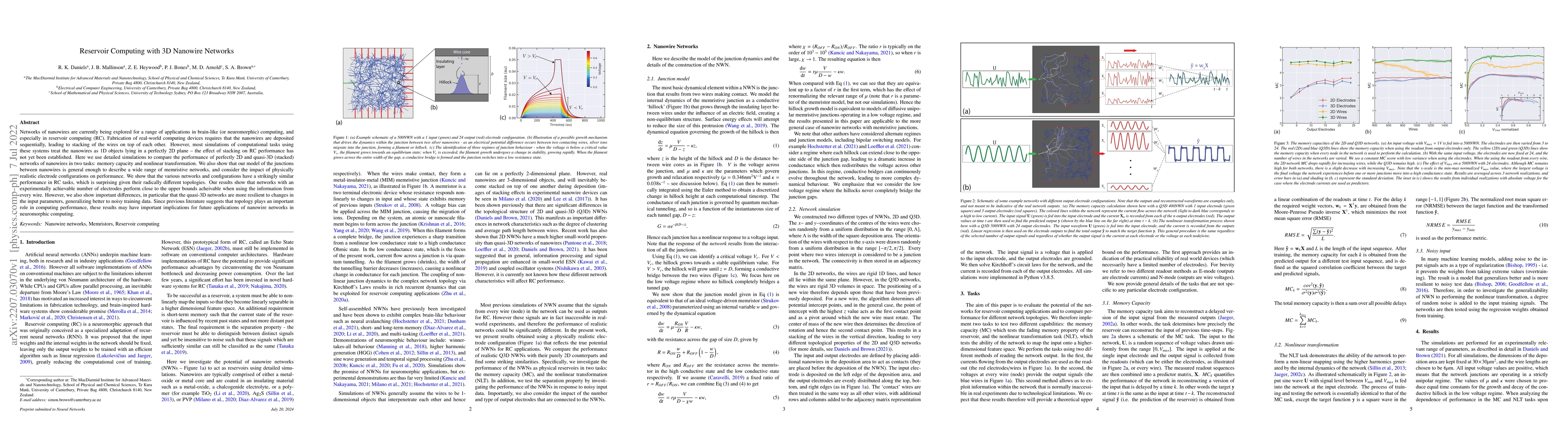 Thumbnail for Reservoir Computing with 3D Nanowire Networks