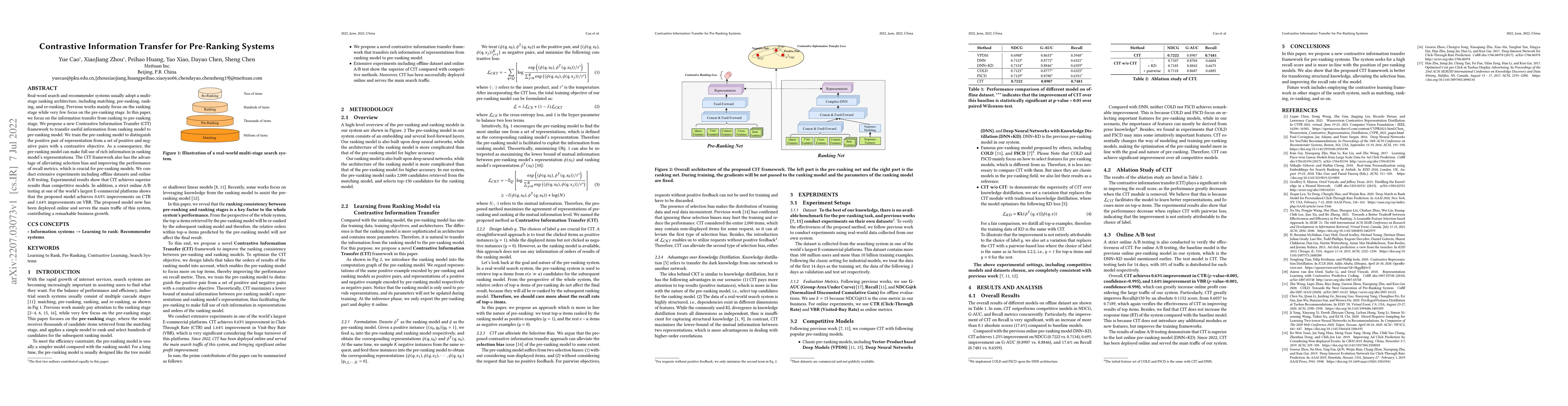 Thumbnail for Contrastive Information Transfer for Pre-Ranking Systems