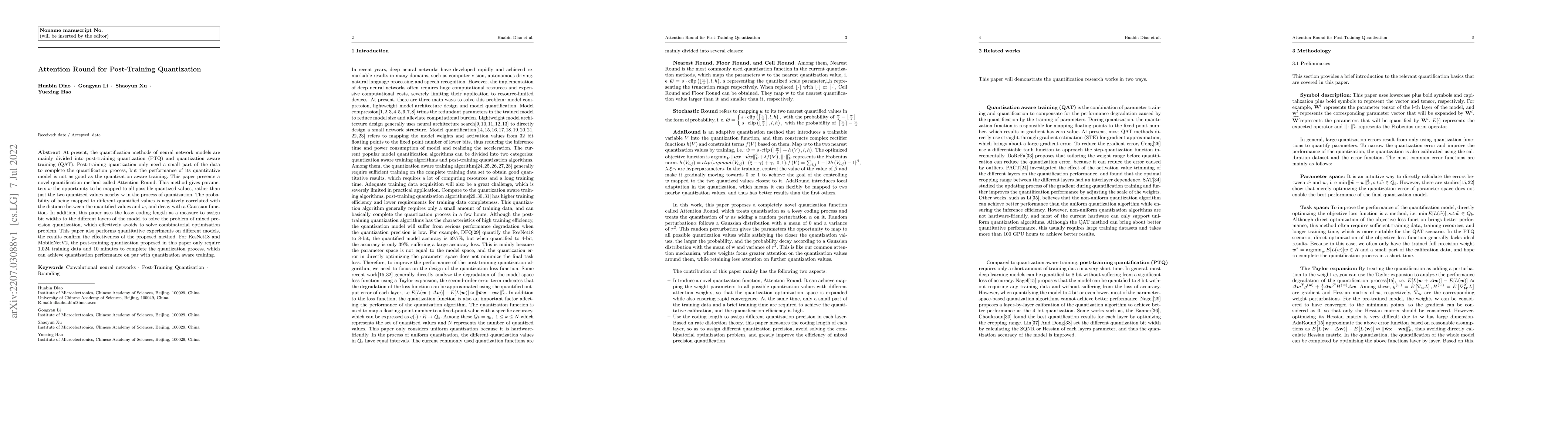 Thumbnail for Attention Round for Post-Training Quantization