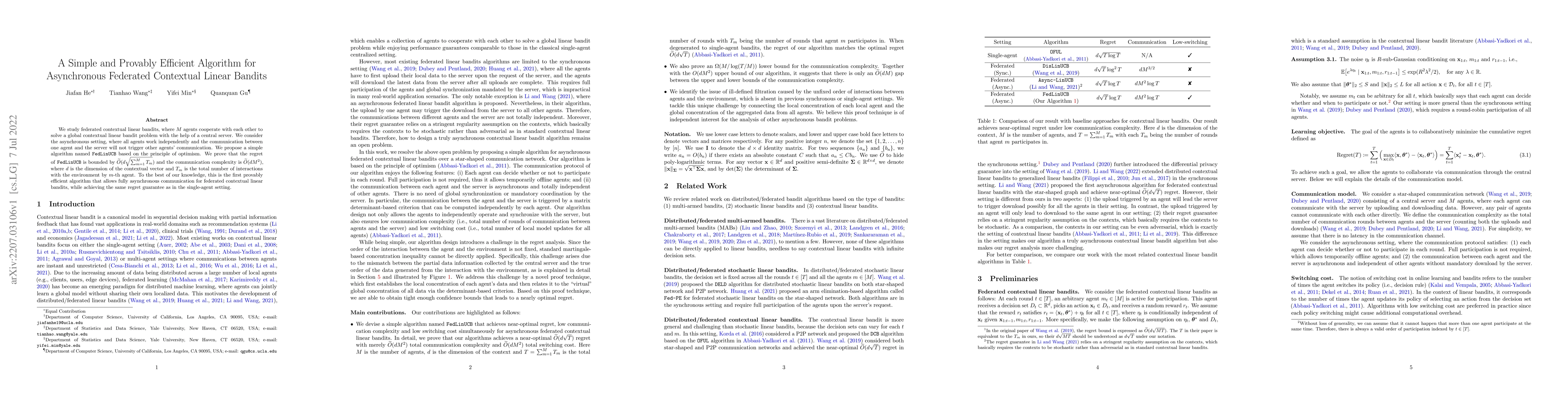 Thumbnail for A Simple and Provably Efficient Algorithm for Asynchronous Federated
  Contextual Linear Bandits