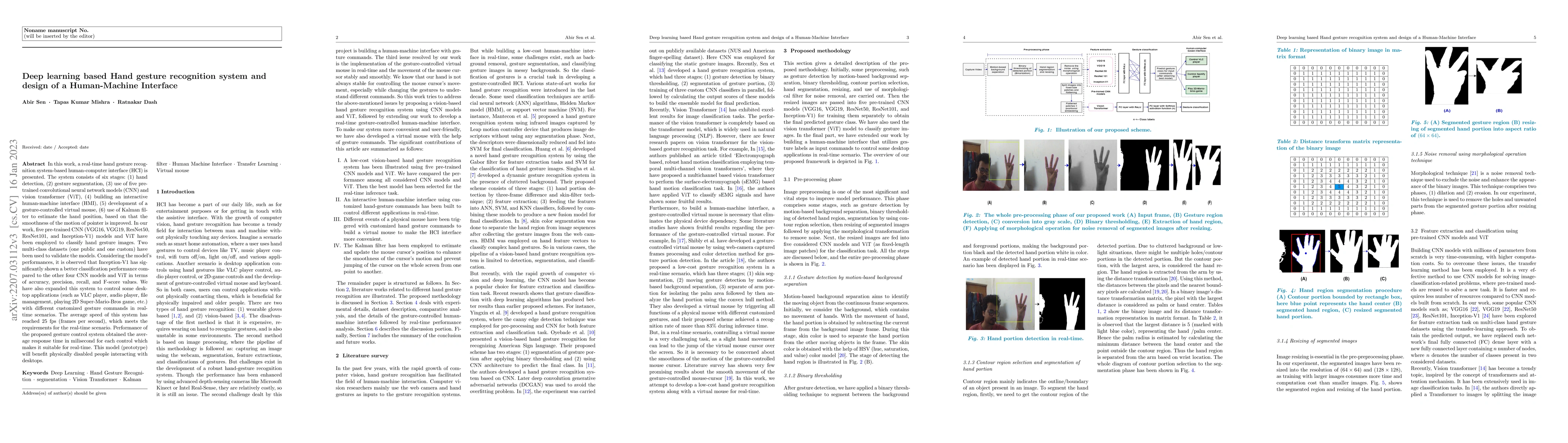 Thumbnail for Deep learning based Hand gesture recognition system and design of a
  Human-Machine Interface