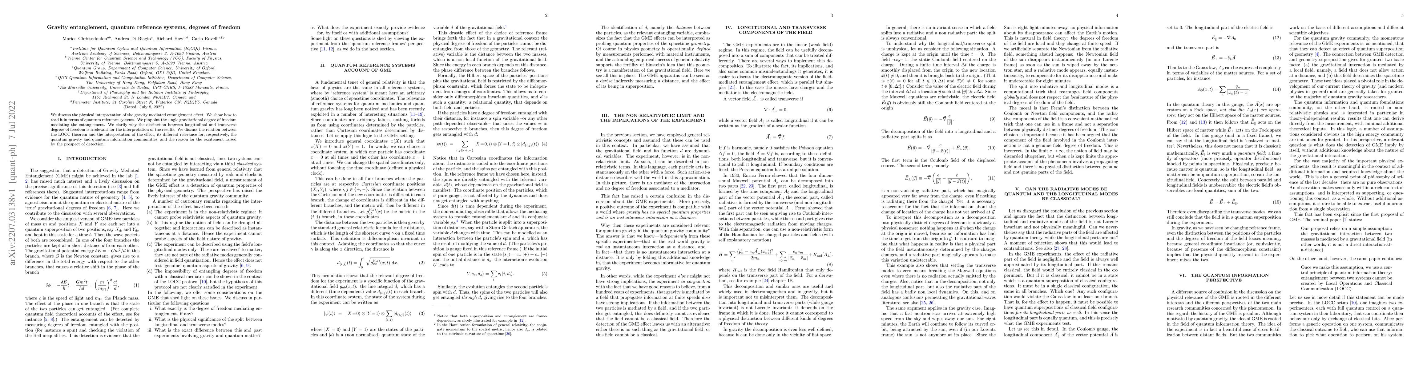 Thumbnail for Gravity entanglement, quantum reference systems, degrees of freedom
