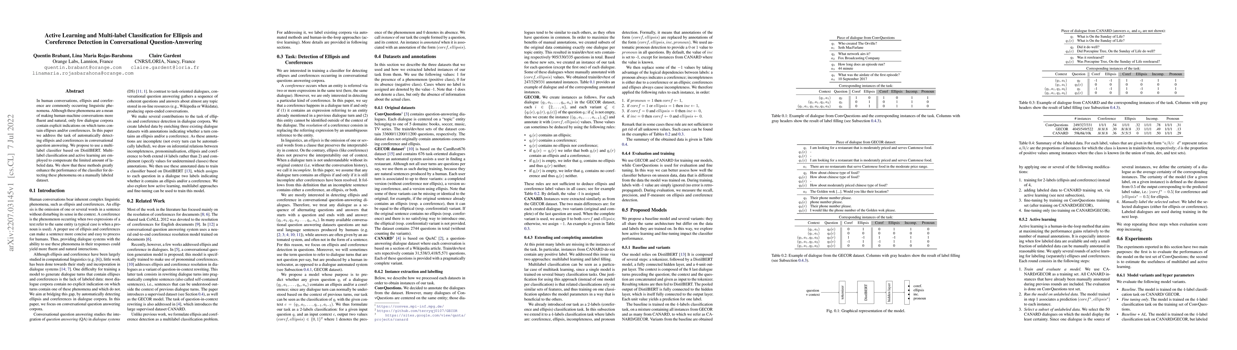 Thumbnail for Active Learning and Multi-label Classification for Ellipsis and
  Coreference Detection in Conversational Question-Answering