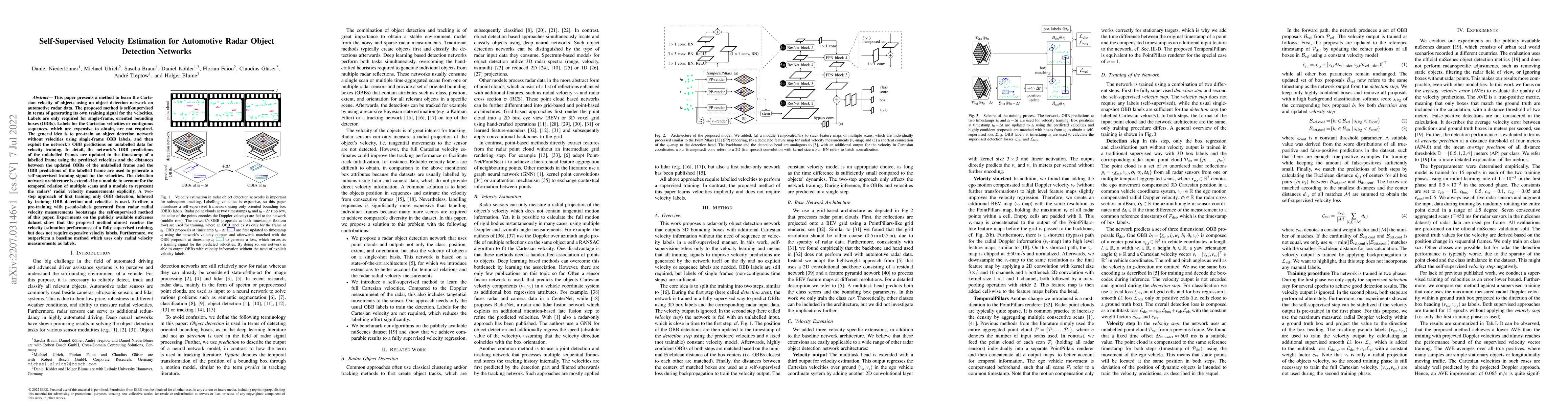 Thumbnail for Self-Supervised Velocity Estimation for Automotive Radar Object
  Detection Networks
