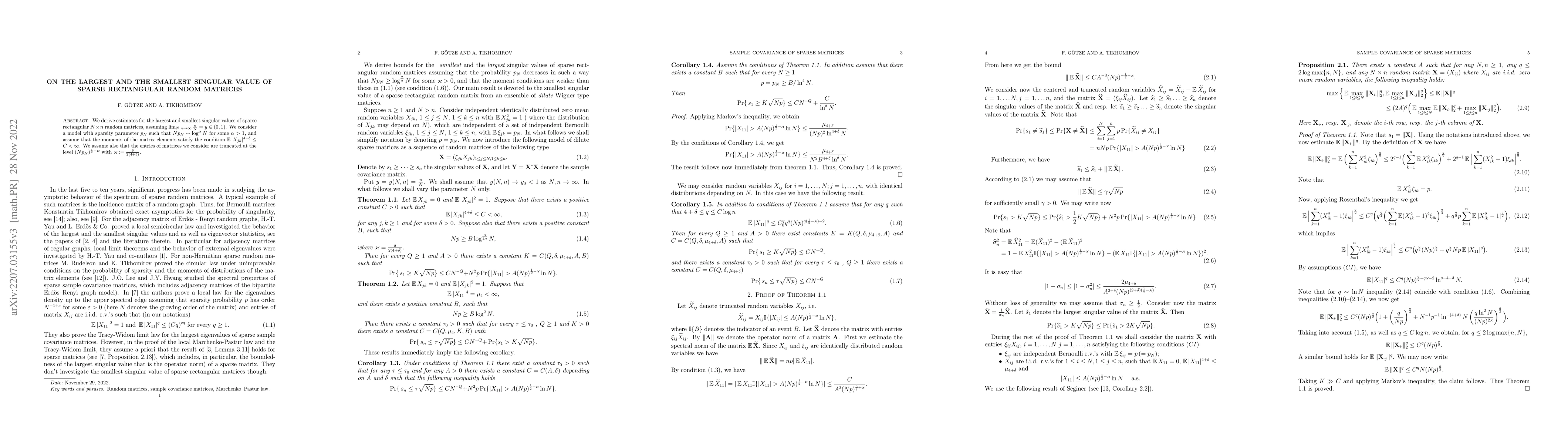 Thumbnail for On the Largest and the Smallest Singular Value of Sparse Rectangular
  Random Matrices