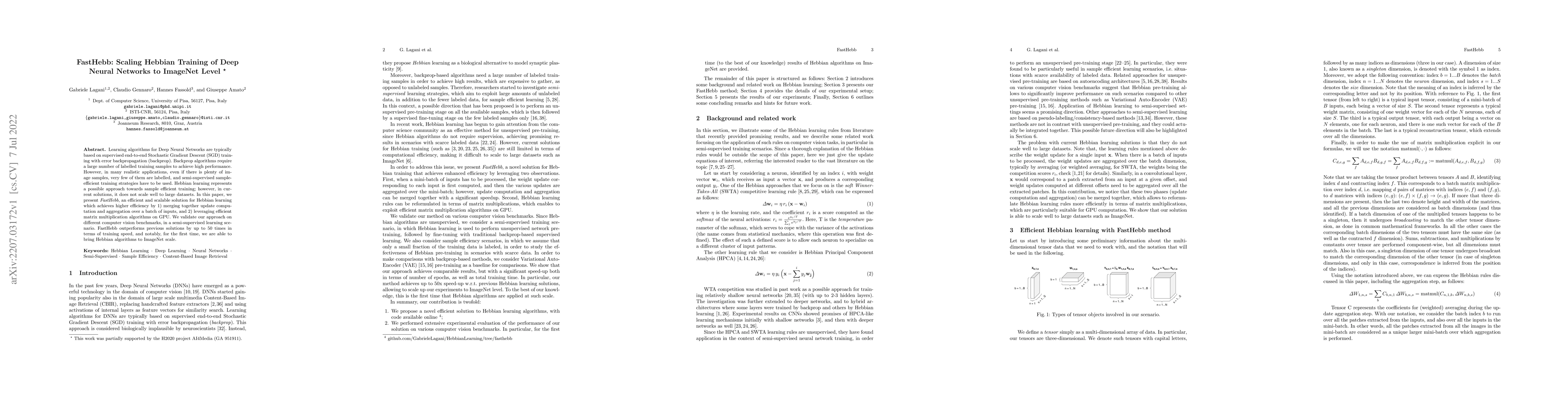 Thumbnail for FastHebb: Scaling Hebbian Training of Deep Neural Networks to ImageNet
  Level