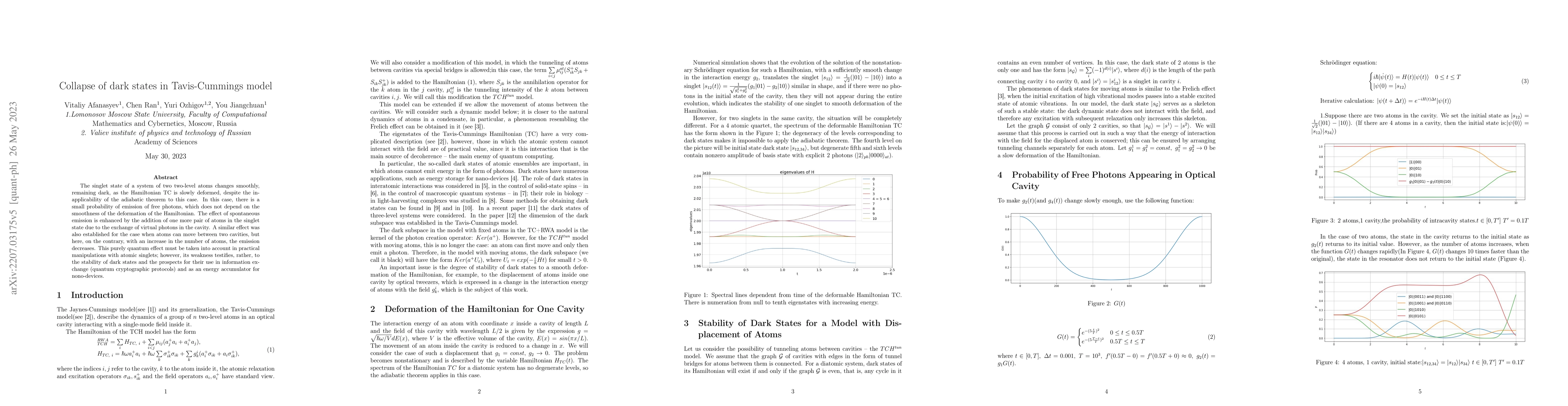 Thumbnail for Collapse of dark states in Tavis-Cummings model