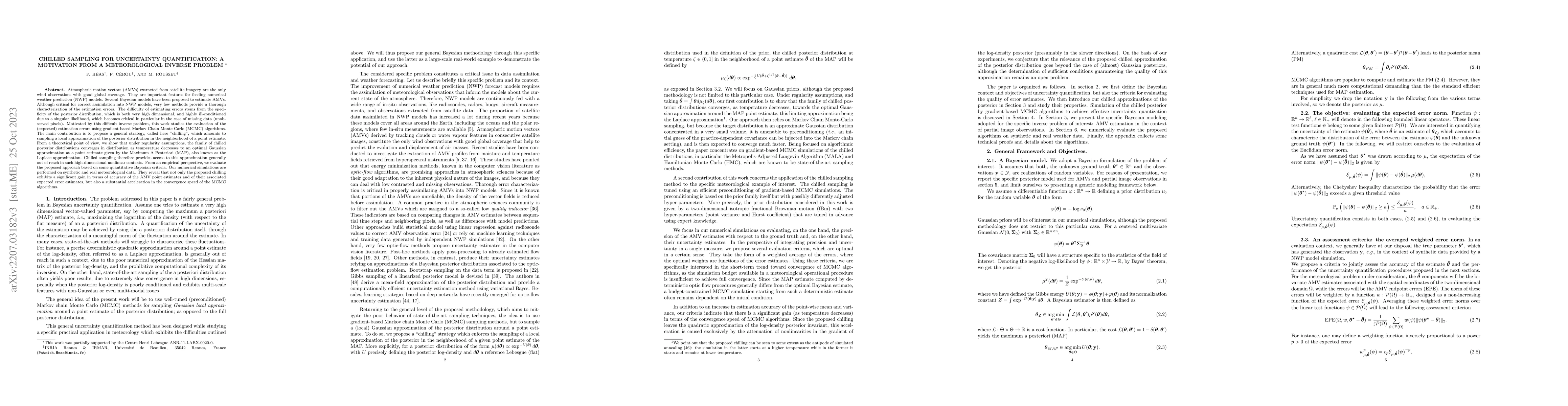Thumbnail for Chilled Sampling for Uncertainty Quantification: A Motivation From A
  Meteorological Inverse Problem