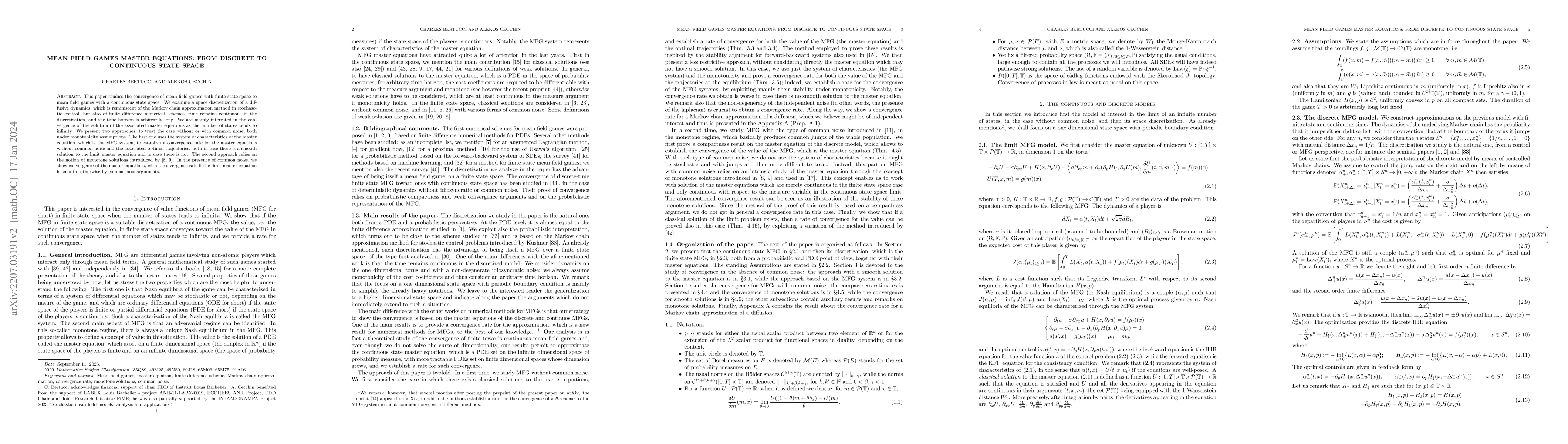 Thumbnail for Mean field games master equations: from discrete to continuous state
  space