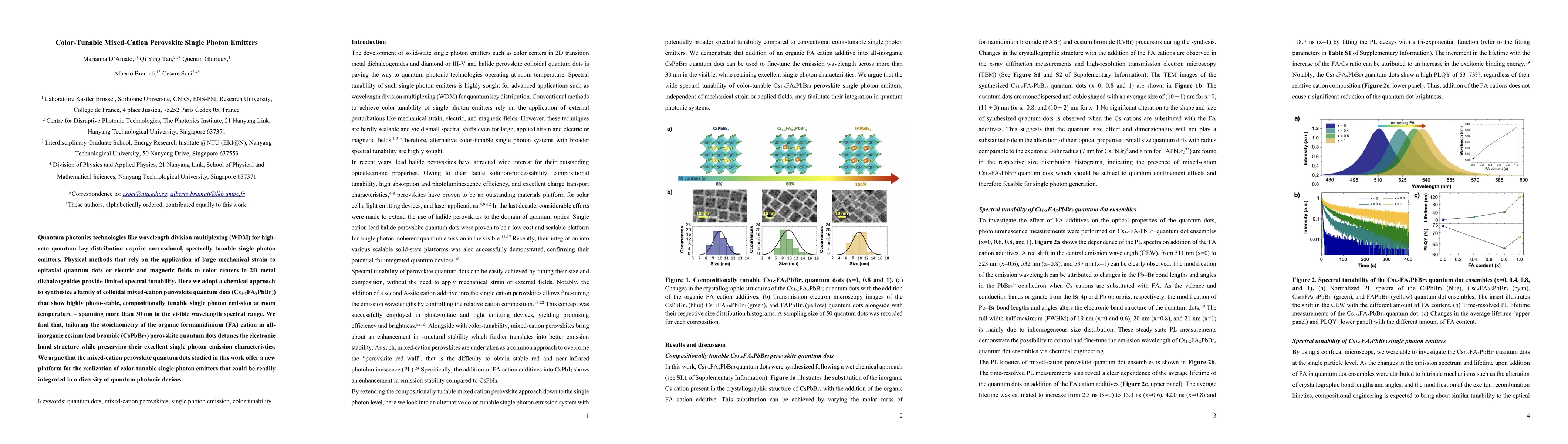 Thumbnail for Color-Tunable Mixed-Cation Perovskite Single Photon Emitters