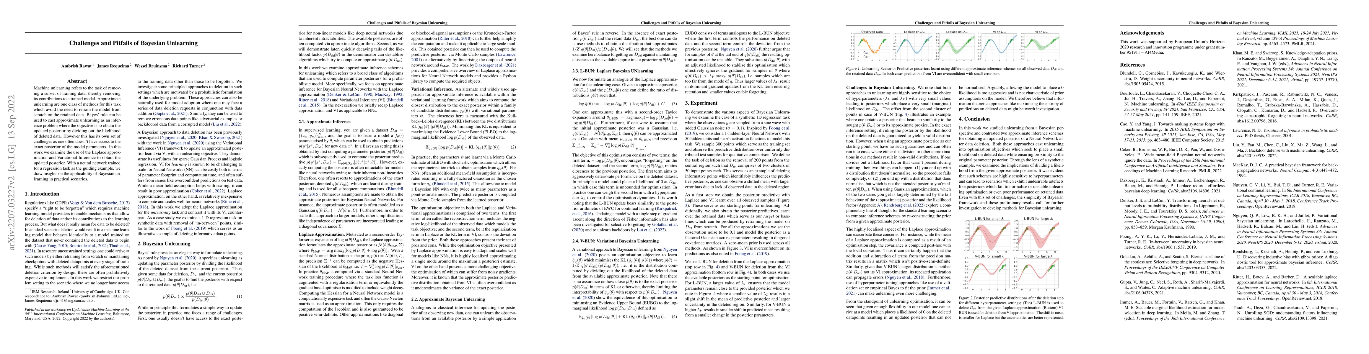 Thumbnail for Challenges and Pitfalls of Bayesian Unlearning
