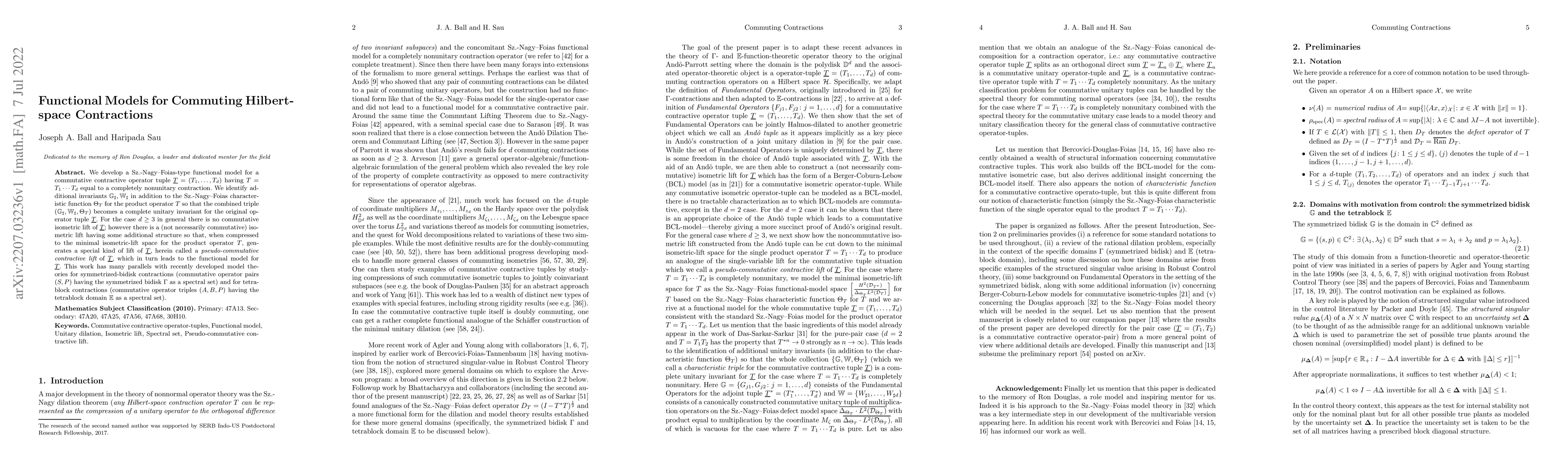 Thumbnail for Functional Models for Commuting Hilbert-space Contractions
