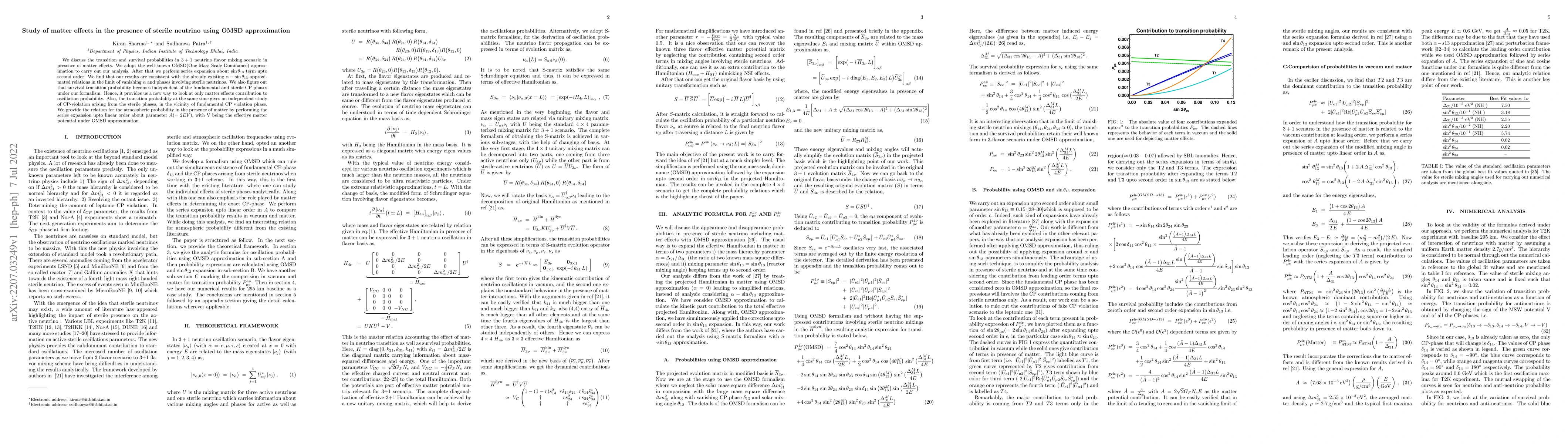 Thumbnail for Study of matter effects in the presence of sterile neutrino using OMSD
  approximation