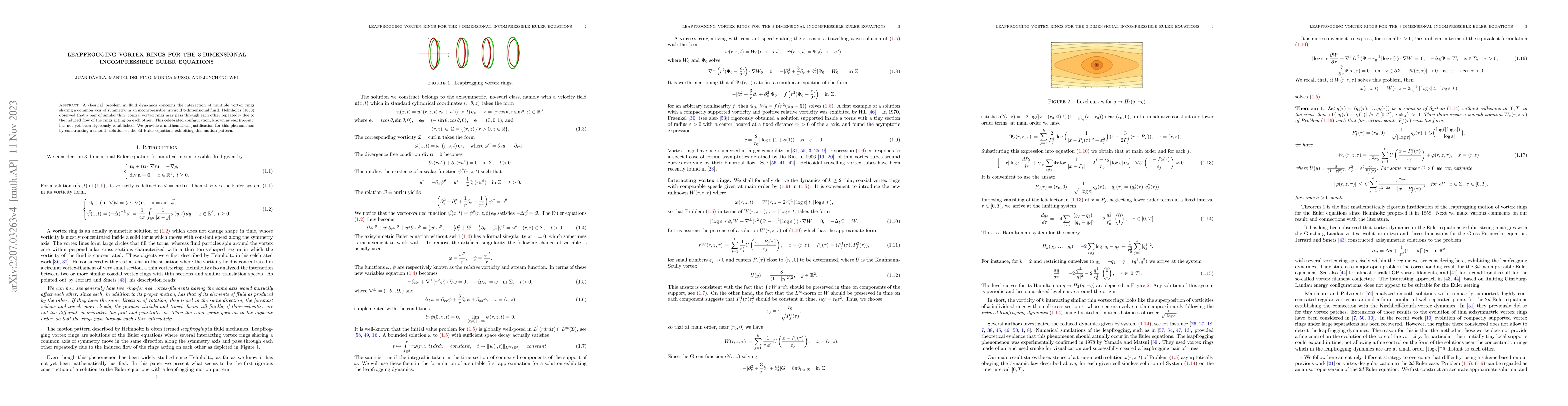 Thumbnail for Leapfrogging vortex rings for the 3-dimensional incompressible Euler
  equations