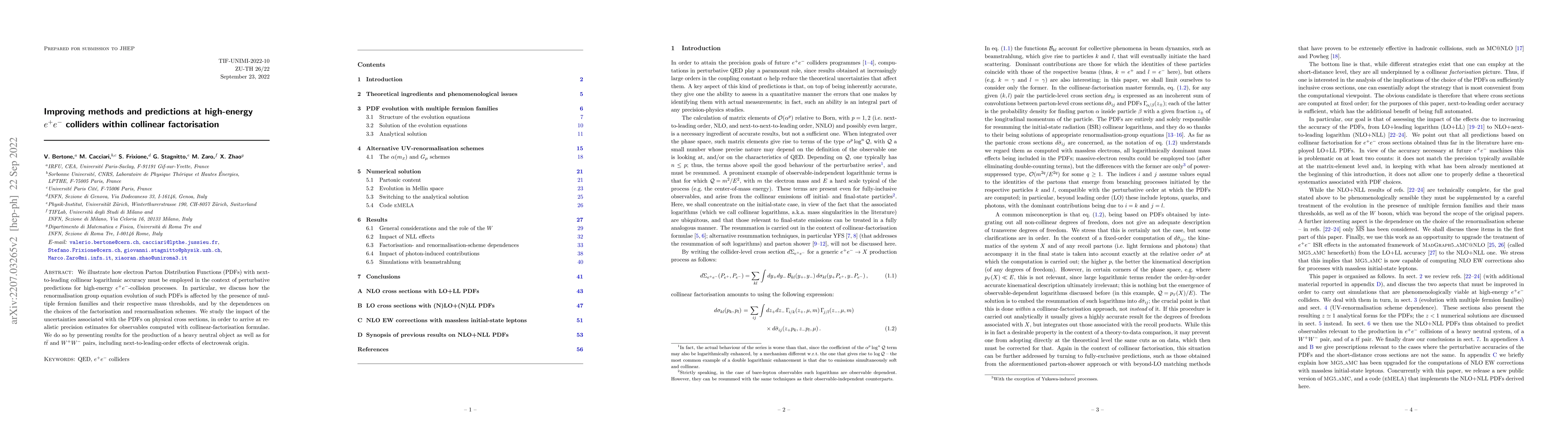 Thumbnail for Improving methods and predictions at high-energy $e^+e^-$ colliders
  within collinear factorisation