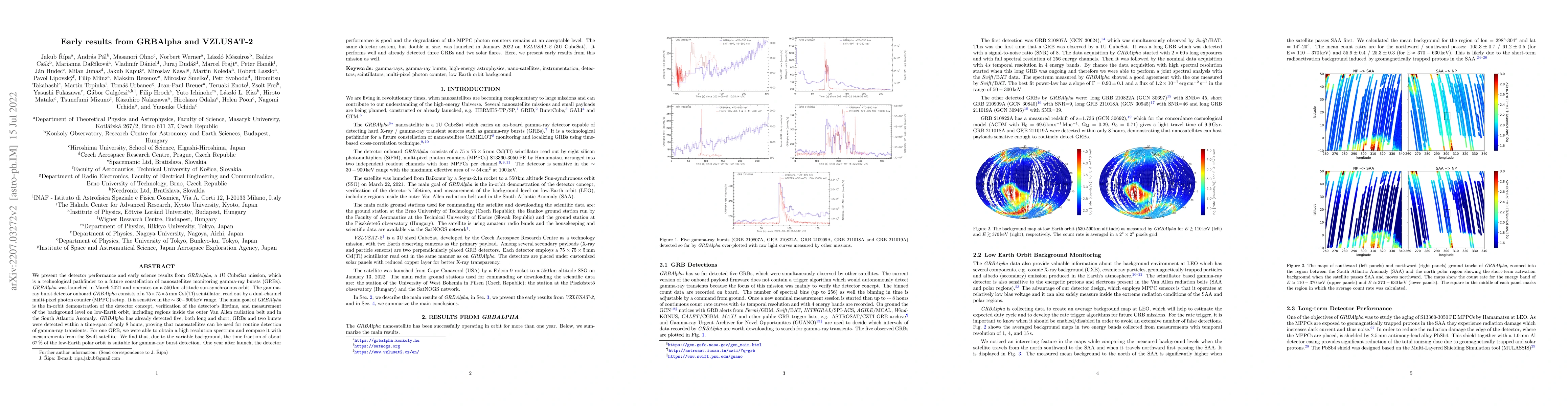 Thumbnail for Early results from GRBAlpha and VZLUSAT-2