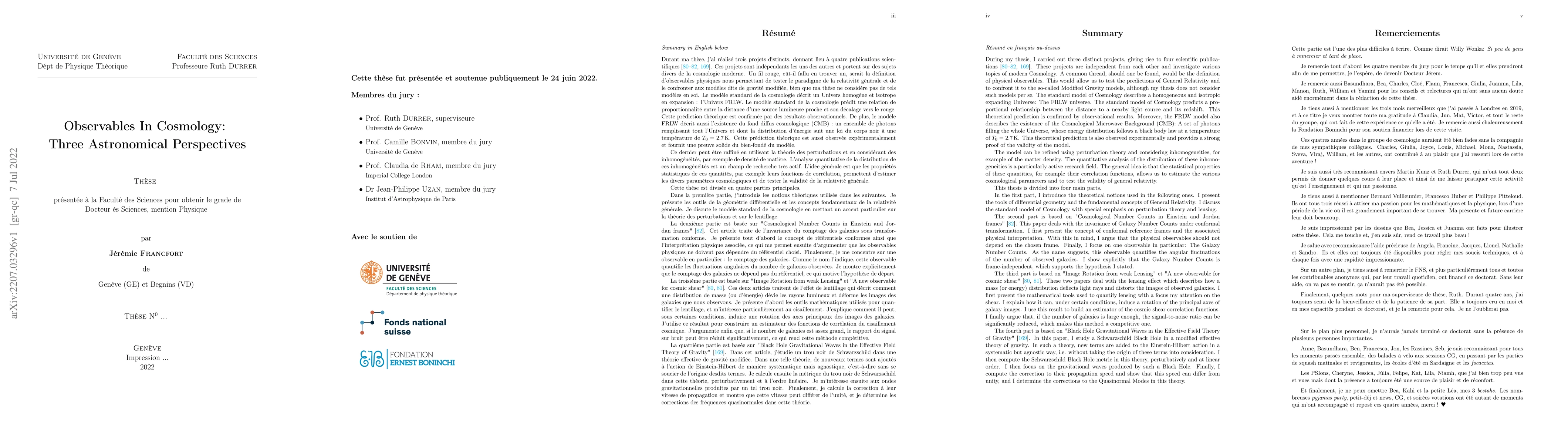 Thumbnail for Observables In Cosmology: Three Astronomical Perspectives