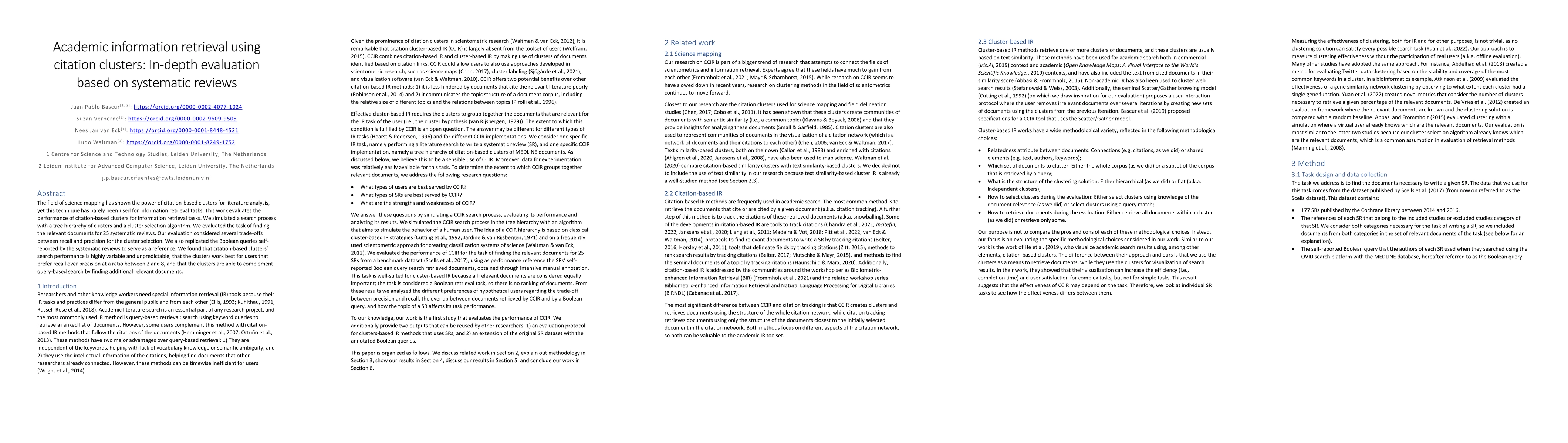 Thumbnail for Academic information retrieval using citation clusters: In-depth
  evaluation based on systematic reviews