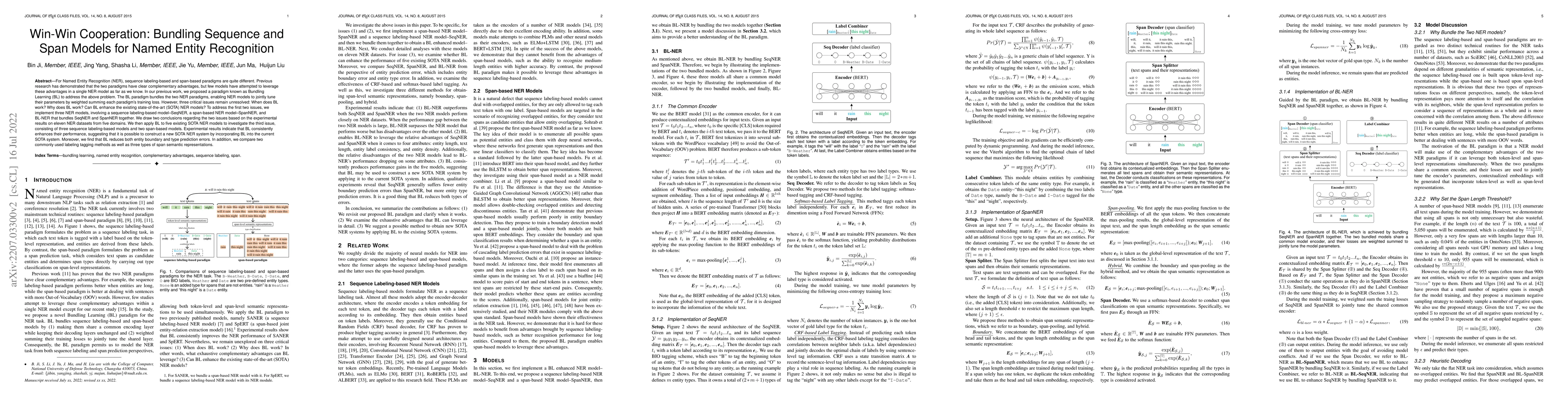 Thumbnail for Win-Win Cooperation: Bundling Sequence and Span Models for Named Entity
  Recognition