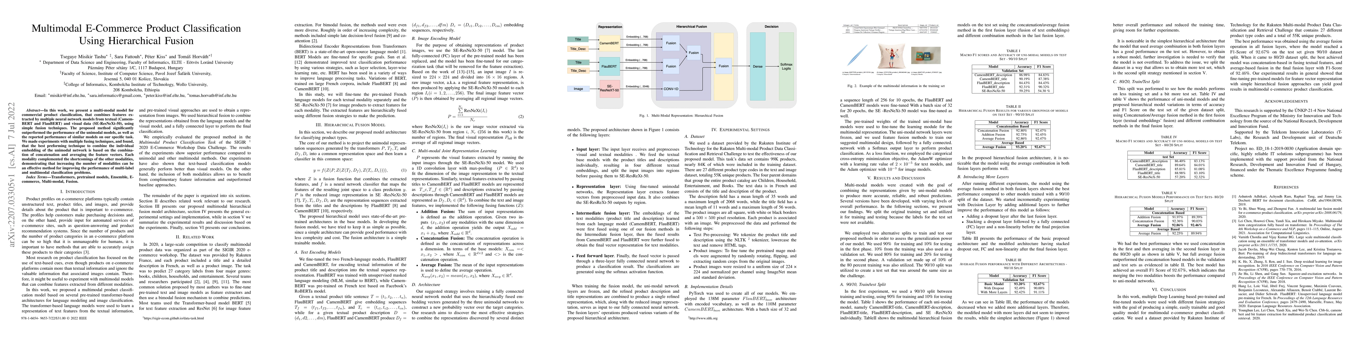 Thumbnail for Multimodal E-Commerce Product Classification Using Hierarchical Fusion