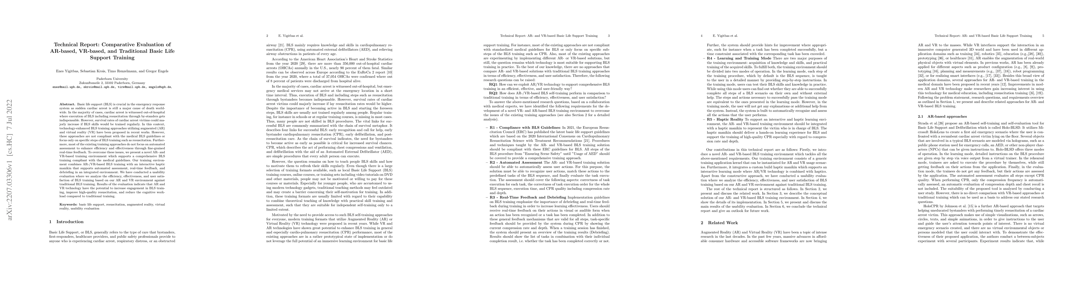 Thumbnail for Technical Report: Comparative Evaluation of AR-based, VR-based, and
  Traditional Basic Life Support Training