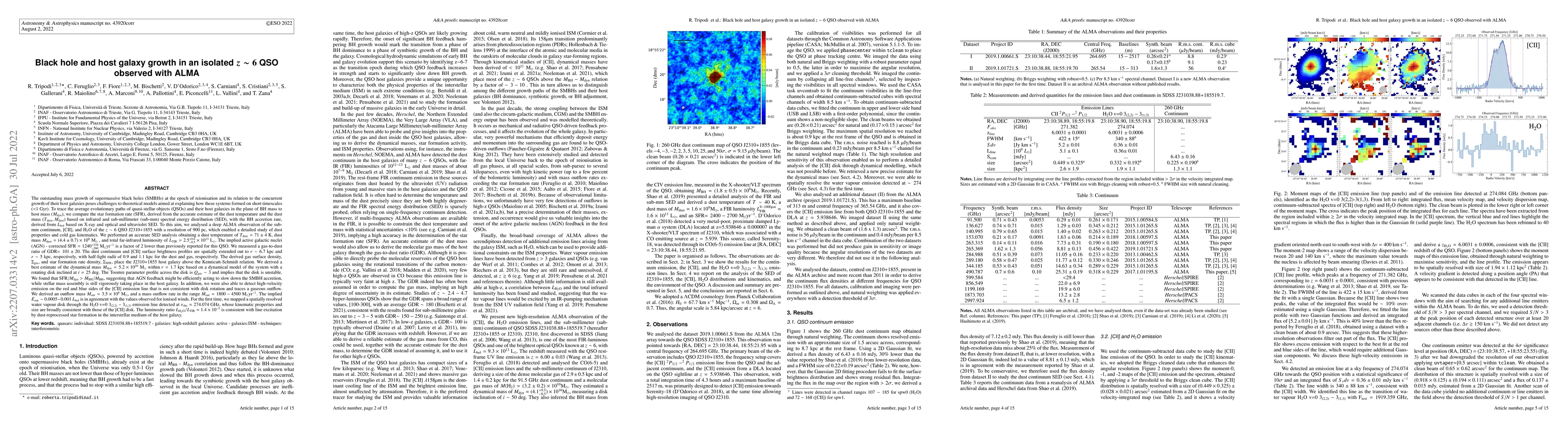 Thumbnail for The black hole and host galaxy growth in an isolated $z\sim 6$ QSO
  observed with ALMA