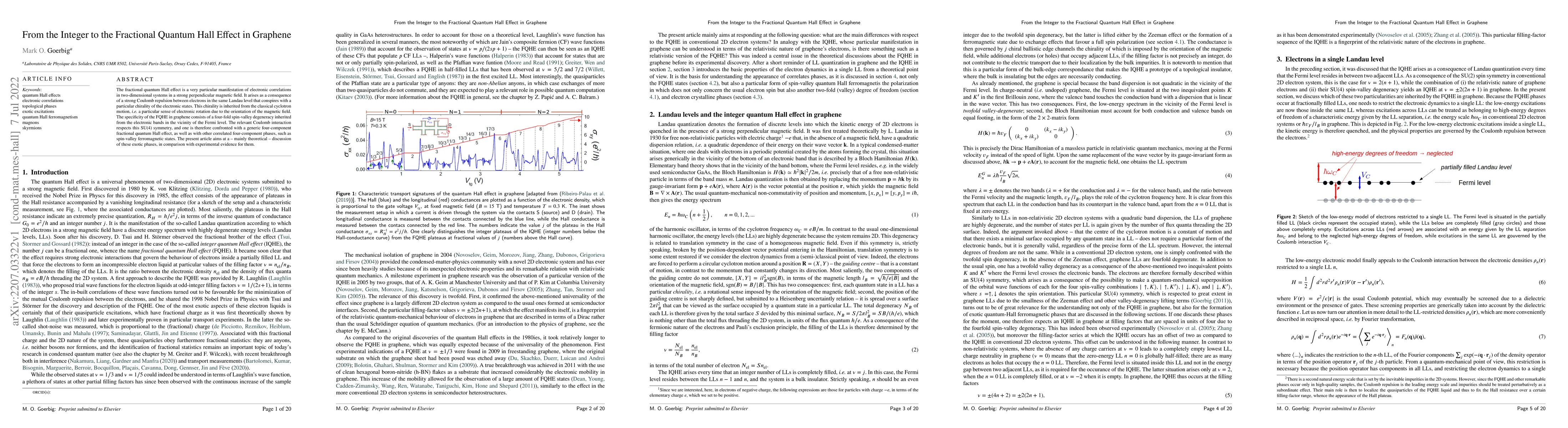 Thumbnail for From the Integer to the Fractional Quantum Hall Effect in Graphene