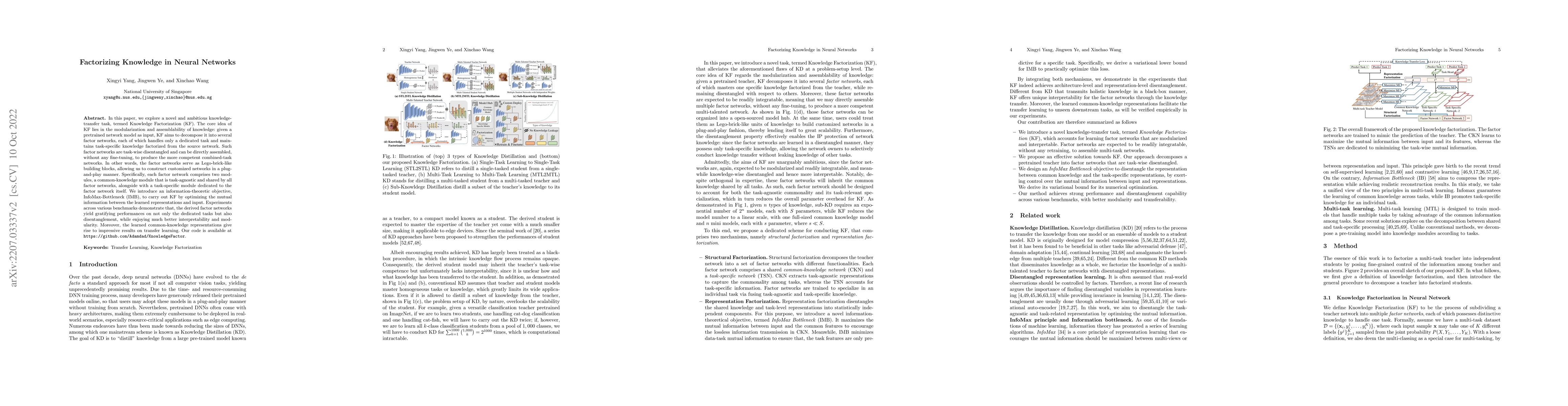 Thumbnail for Factorizing Knowledge in Neural Networks