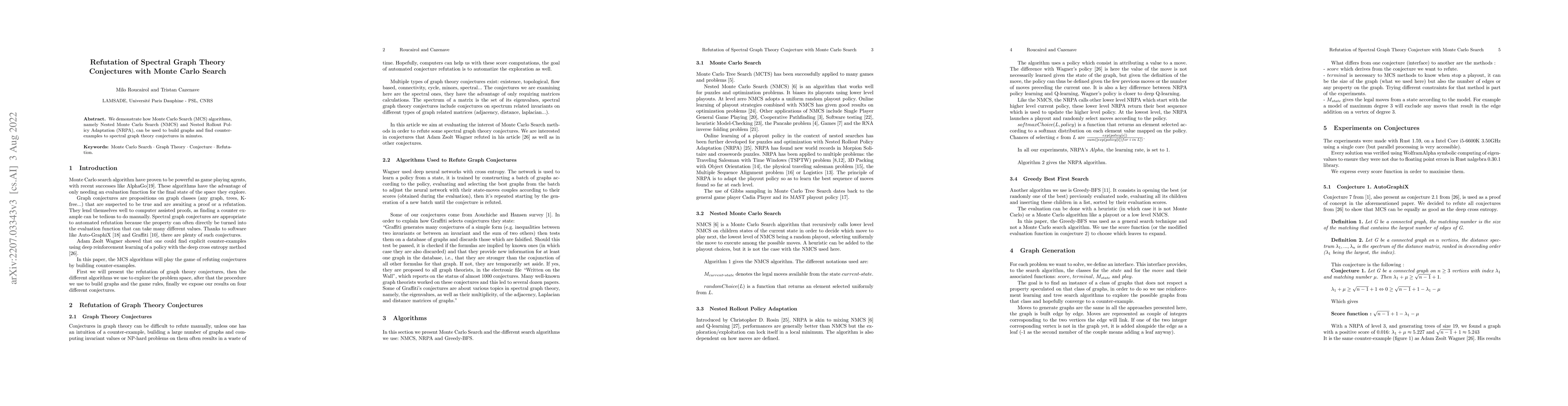 Thumbnail for Refutation of Spectral Graph Theory Conjectures with Monte Carlo Search