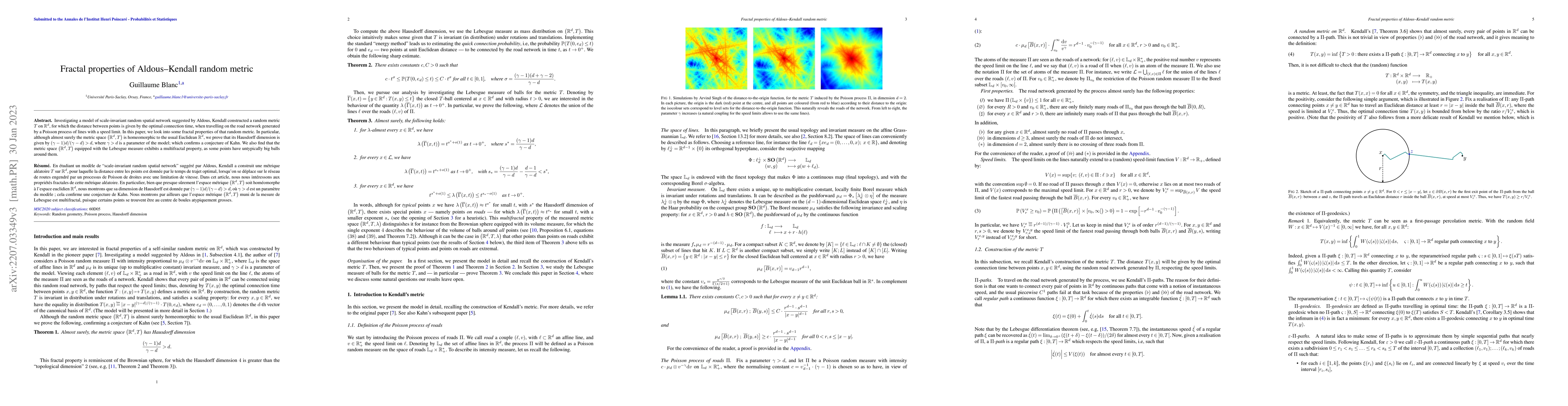 Thumbnail for Fractal properties of Aldous-Kendall random metric