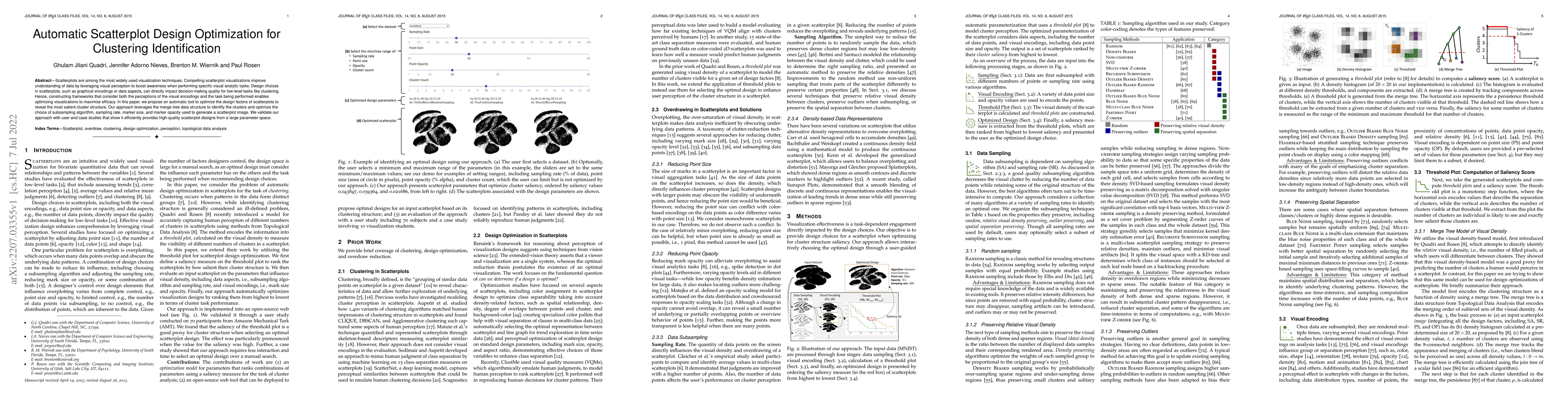 Thumbnail for Automatic Scatterplot Design Optimization for Clustering Identification