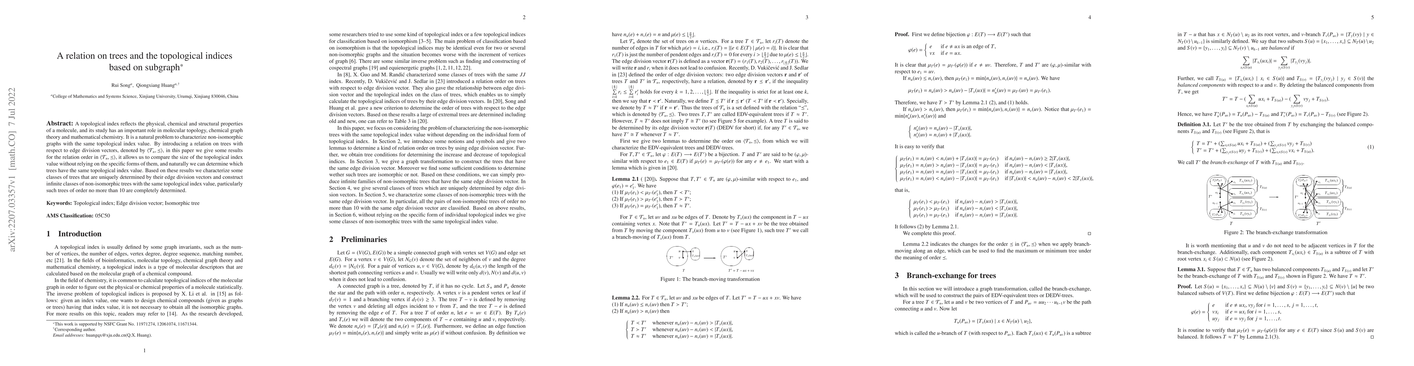 Thumbnail for A relation on trees and the topological indices based on subgraph