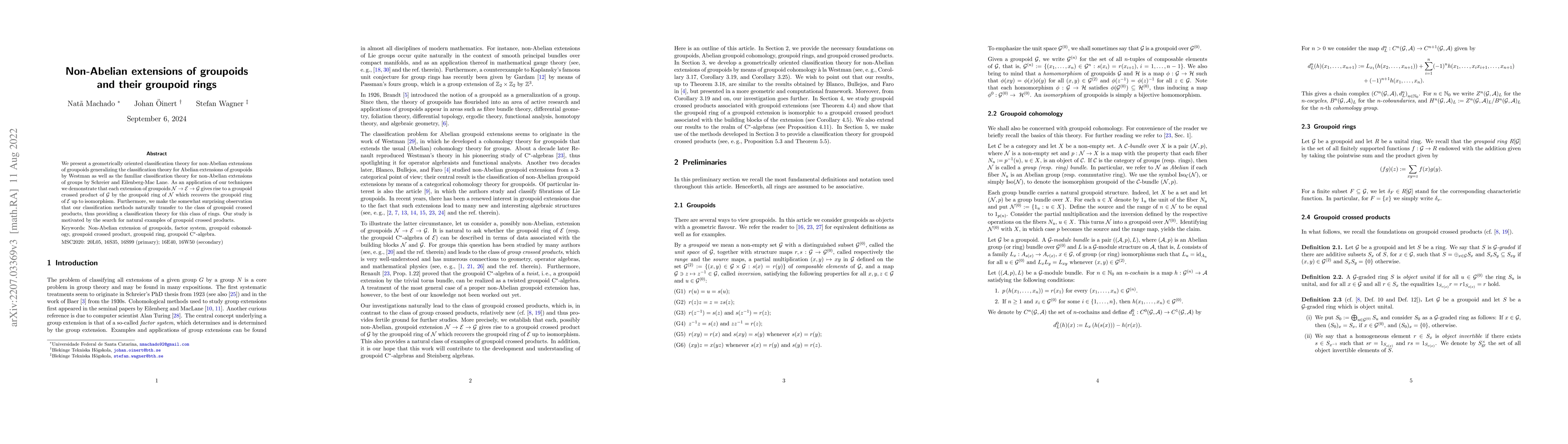 Thumbnail for Non-Abelian extensions of groupoids and their groupoid rings