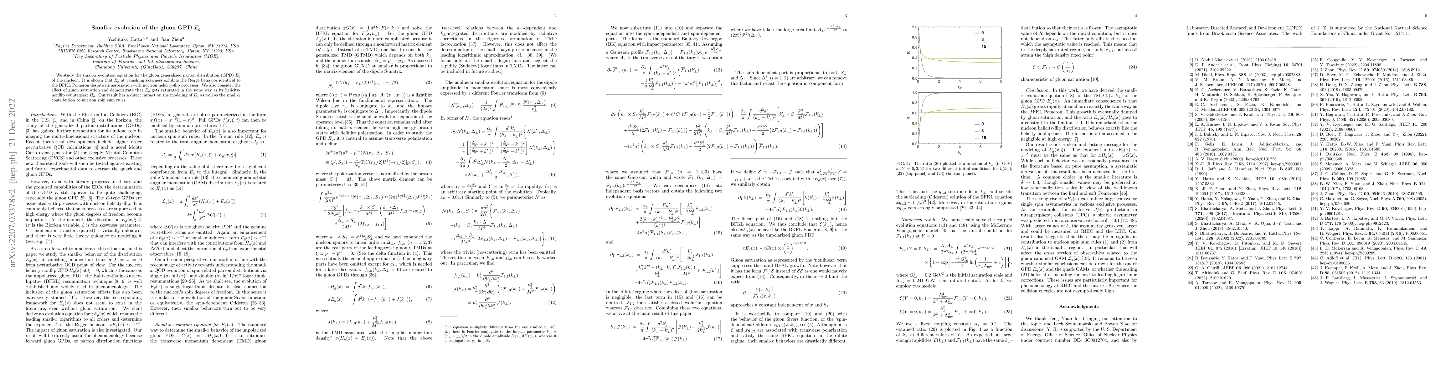 Thumbnail for Small-x Evolution of the Gluon Generalized Parton Distribution Eg of the
  Nucleon