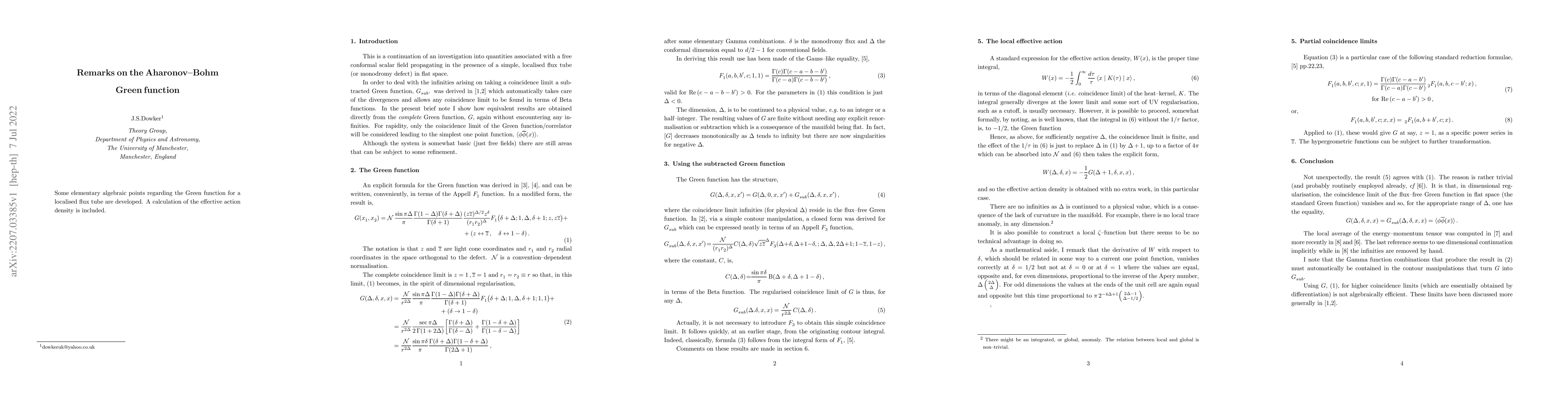 Thumbnail for Remarks on the Aharonov-Bohm Green function