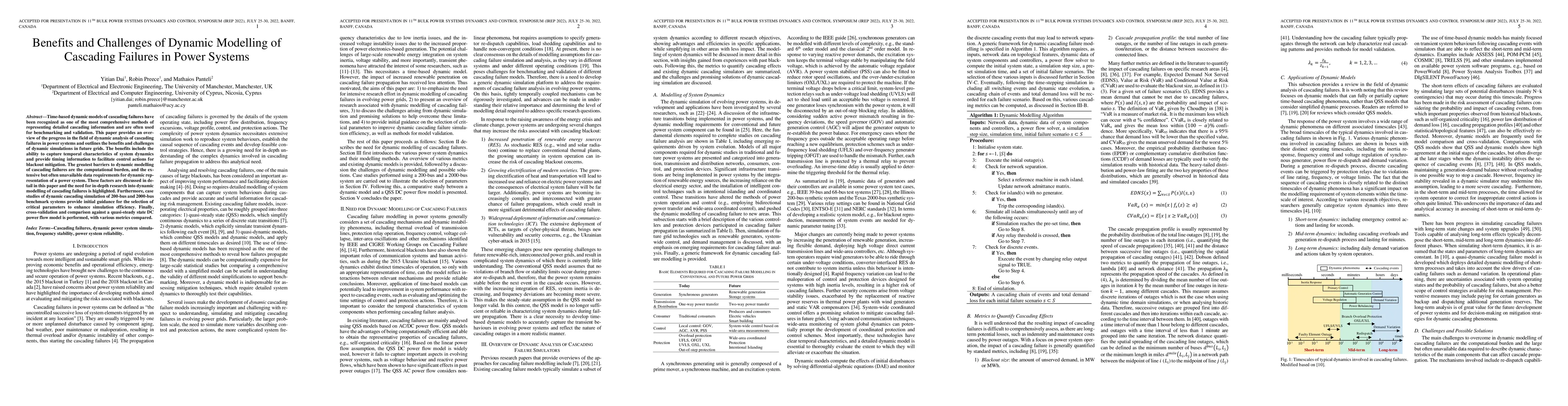 Thumbnail for Benefits and Challenges of Dynamic Modelling of Cascading Failures in
  Power Systems