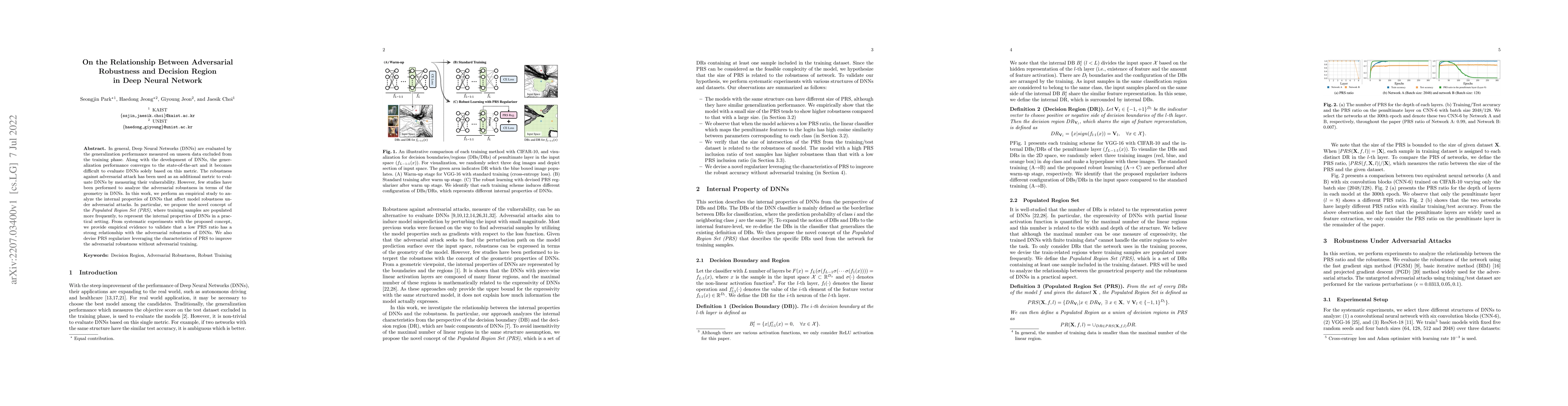 Thumbnail for On the Relationship Between Adversarial Robustness and Decision Region
  in Deep Neural Network