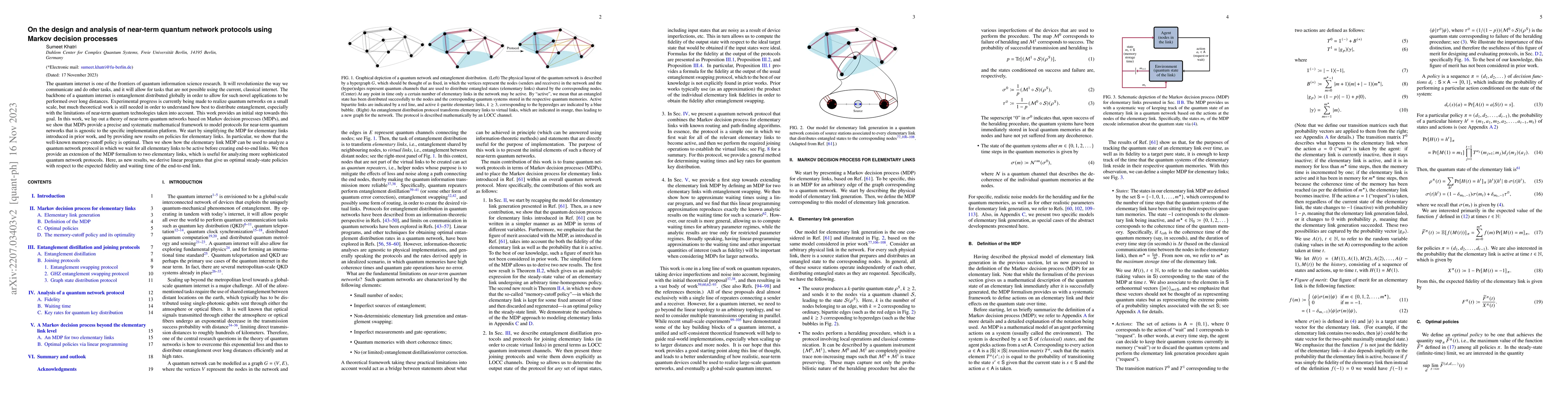 Thumbnail for On the design and analysis of near-term quantum network protocols using
  Markov decision processes