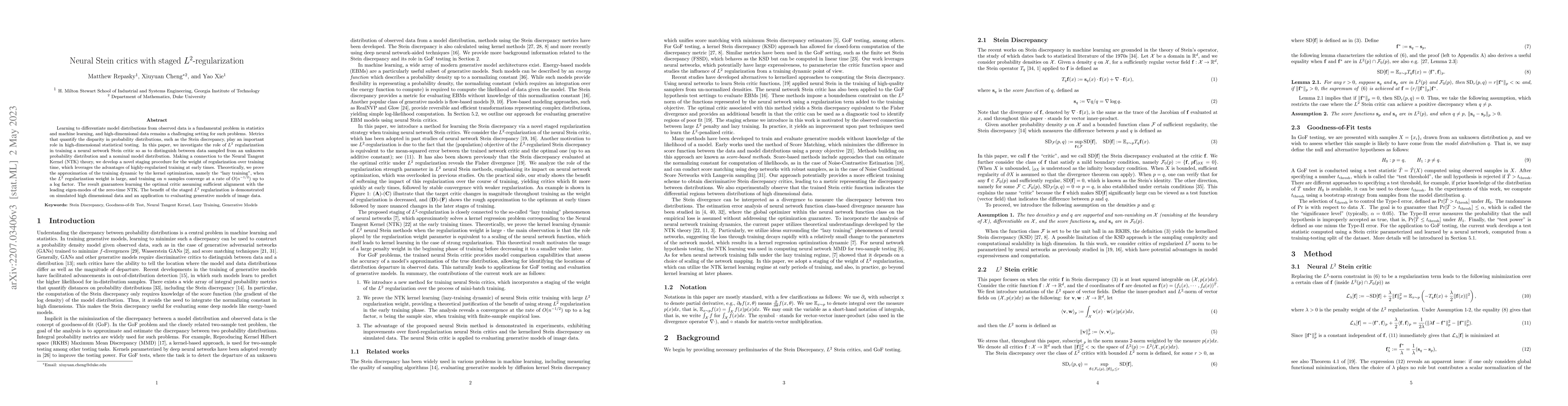 Thumbnail for Neural Stein critics with staged $L^2$-regularization