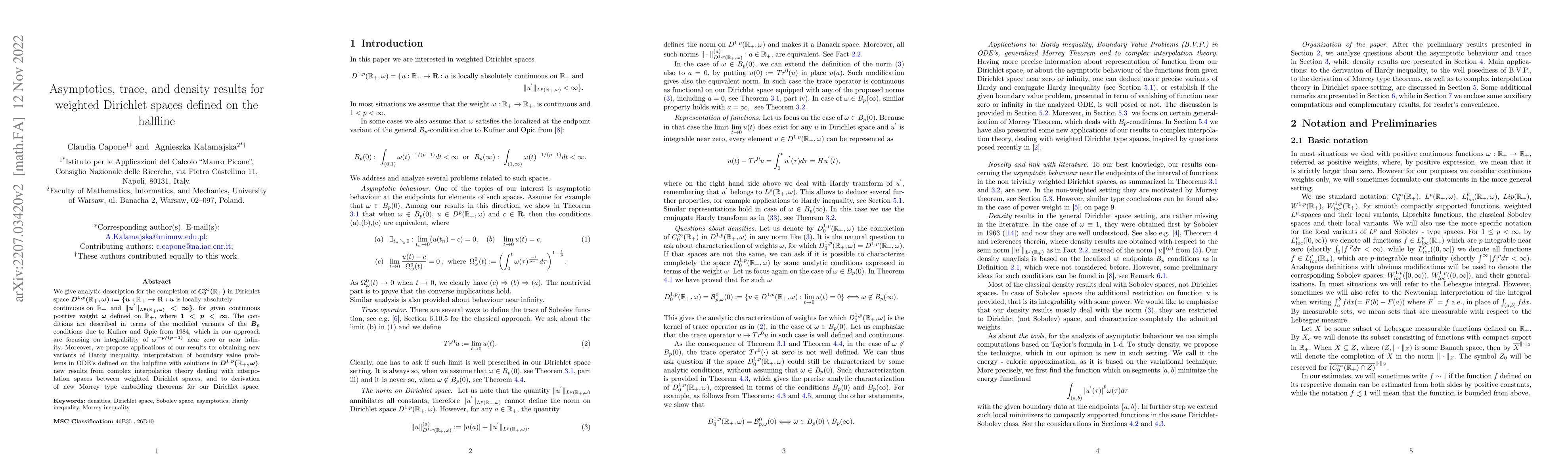 Thumbnail for Asymptotics, trace, and density results for weighted Dirichlet spaces
  defined on the halfline