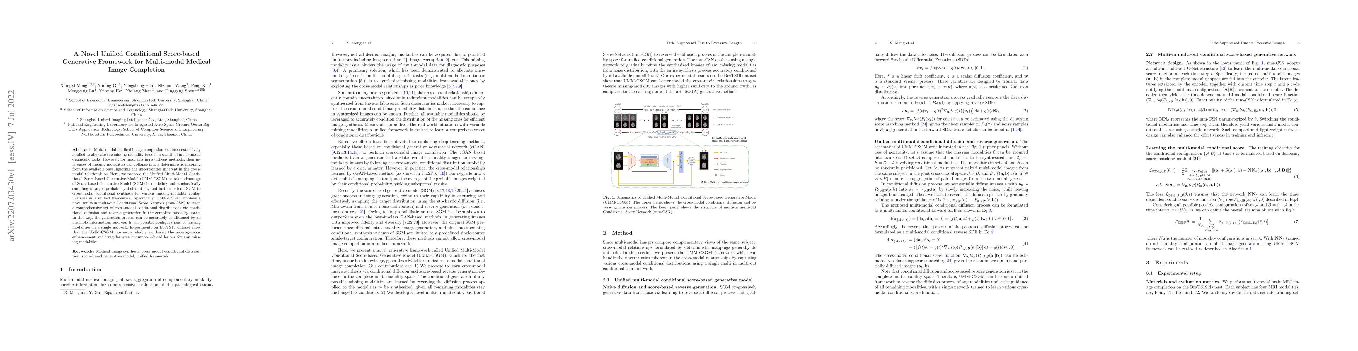Thumbnail for A Novel Unified Conditional Score-based Generative Framework for
  Multi-modal Medical Image Completion