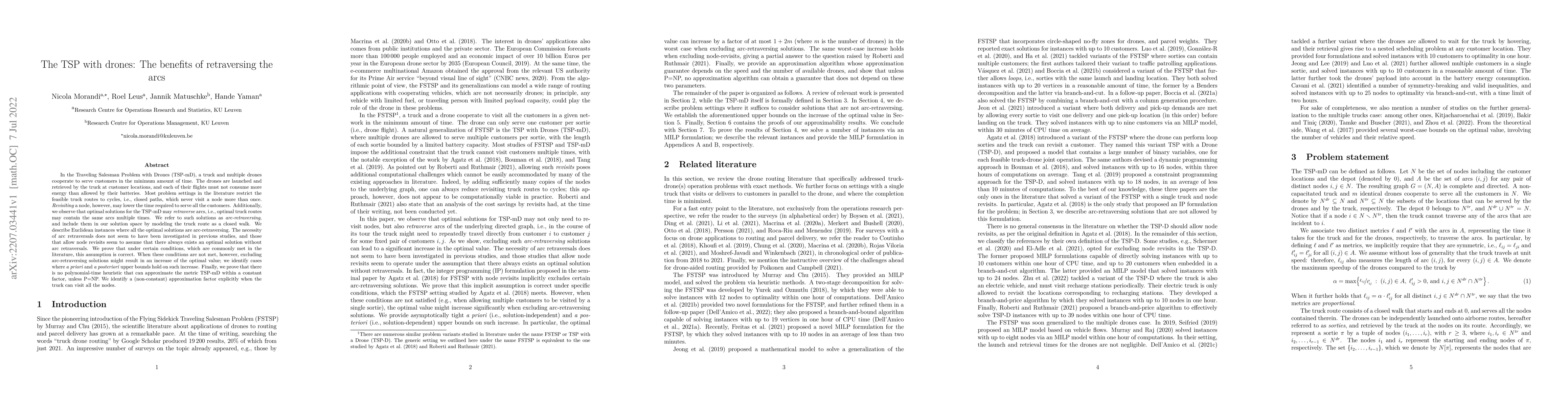 Thumbnail for The TSP with drones: The benefits of retraversing the arcs